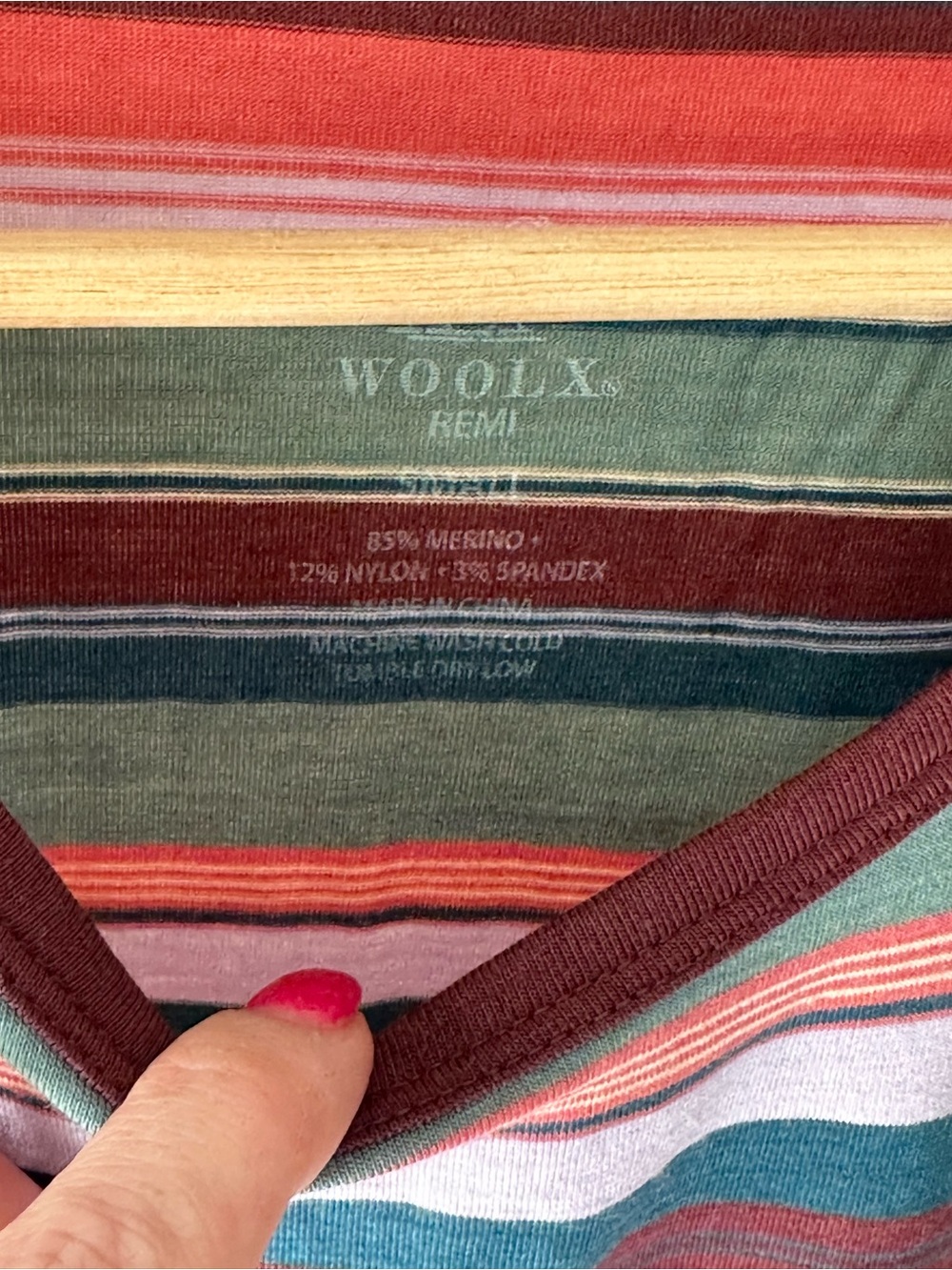 Women's WoolX Striped Remi Merino Wool Long-Sleeve Crewneck Shirt Top - Picture 2 of 2